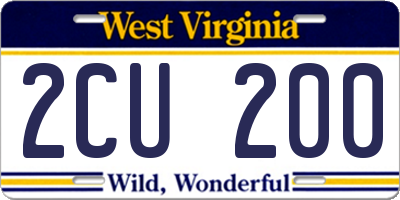 WV license plate 2CU200