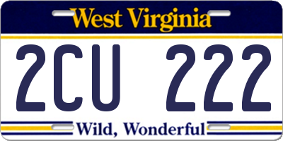 WV license plate 2CU222