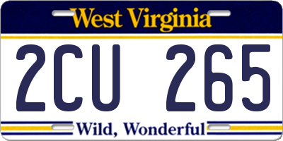WV license plate 2CU265
