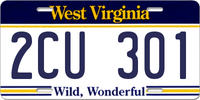 WV license plate 2CU301