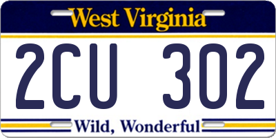 WV license plate 2CU302
