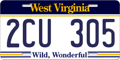 WV license plate 2CU305