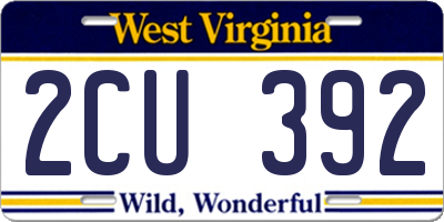 WV license plate 2CU392