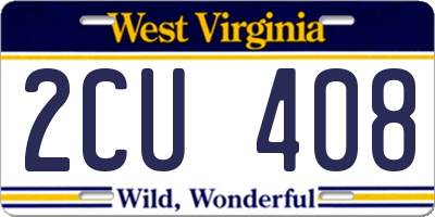 WV license plate 2CU408