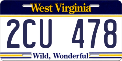 WV license plate 2CU478