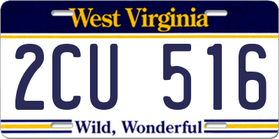 WV license plate 2CU516