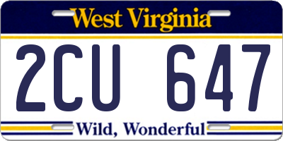 WV license plate 2CU647
