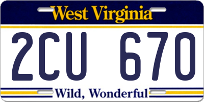 WV license plate 2CU670