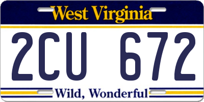 WV license plate 2CU672