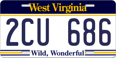 WV license plate 2CU686