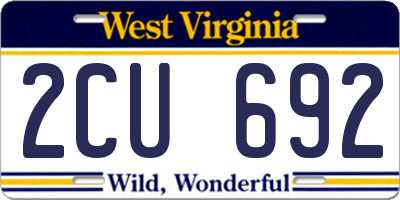 WV license plate 2CU692