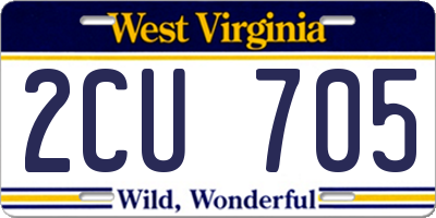 WV license plate 2CU705