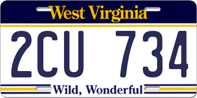 WV license plate 2CU734