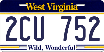 WV license plate 2CU752