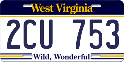 WV license plate 2CU753