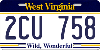 WV license plate 2CU758