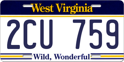 WV license plate 2CU759