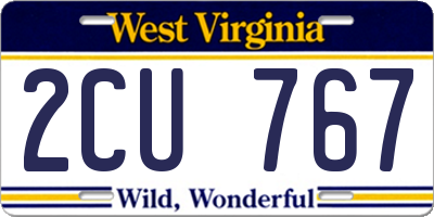 WV license plate 2CU767