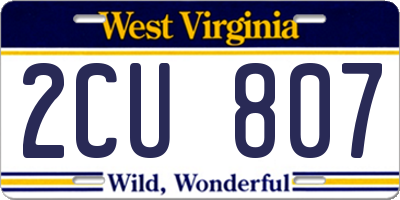 WV license plate 2CU807