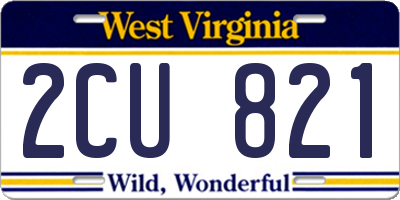 WV license plate 2CU821
