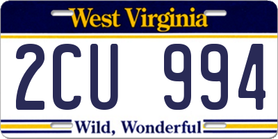 WV license plate 2CU994