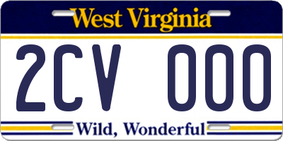 WV license plate 2CV000