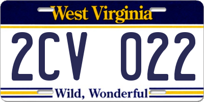 WV license plate 2CV022
