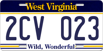 WV license plate 2CV023