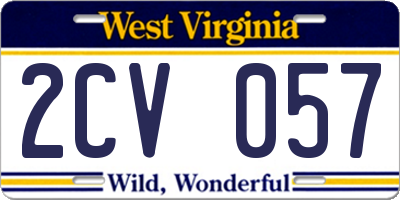 WV license plate 2CV057