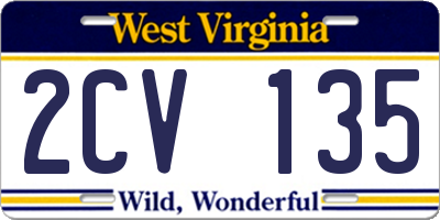 WV license plate 2CV135