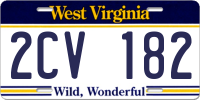 WV license plate 2CV182