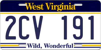 WV license plate 2CV191