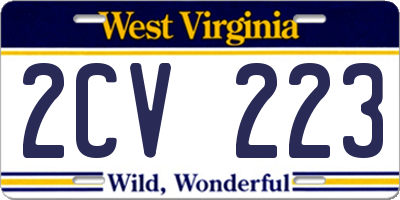 WV license plate 2CV223