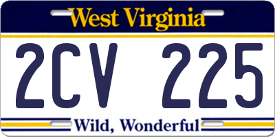 WV license plate 2CV225