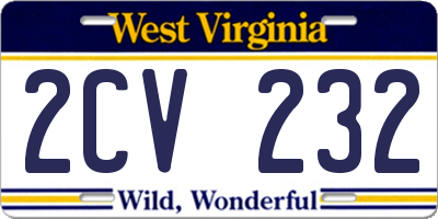 WV license plate 2CV232