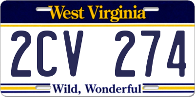 WV license plate 2CV274