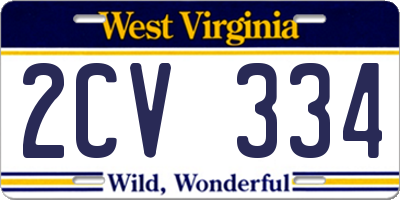 WV license plate 2CV334