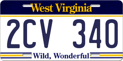 WV license plate 2CV340