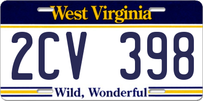WV license plate 2CV398