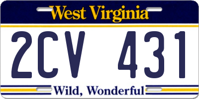 WV license plate 2CV431