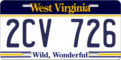 WV license plate 2CV726
