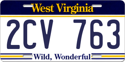 WV license plate 2CV763