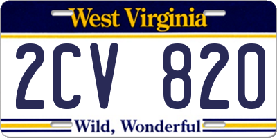 WV license plate 2CV820