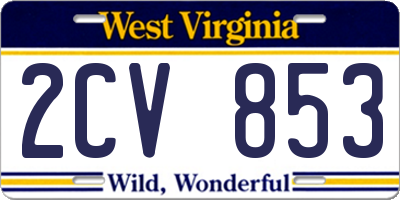 WV license plate 2CV853
