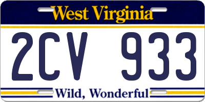 WV license plate 2CV933