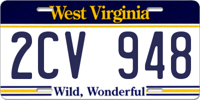 WV license plate 2CV948