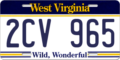 WV license plate 2CV965