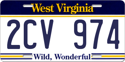 WV license plate 2CV974