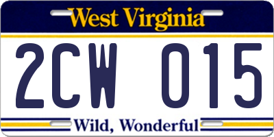 WV license plate 2CW015