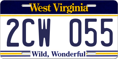 WV license plate 2CW055